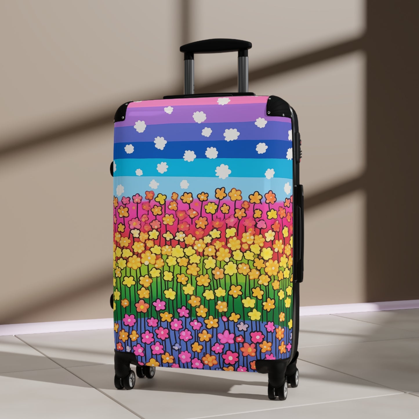 Rainbow Fields Forever Rolling Suitcase