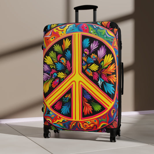Custom Peace Sign Rolling Travel Suitcase