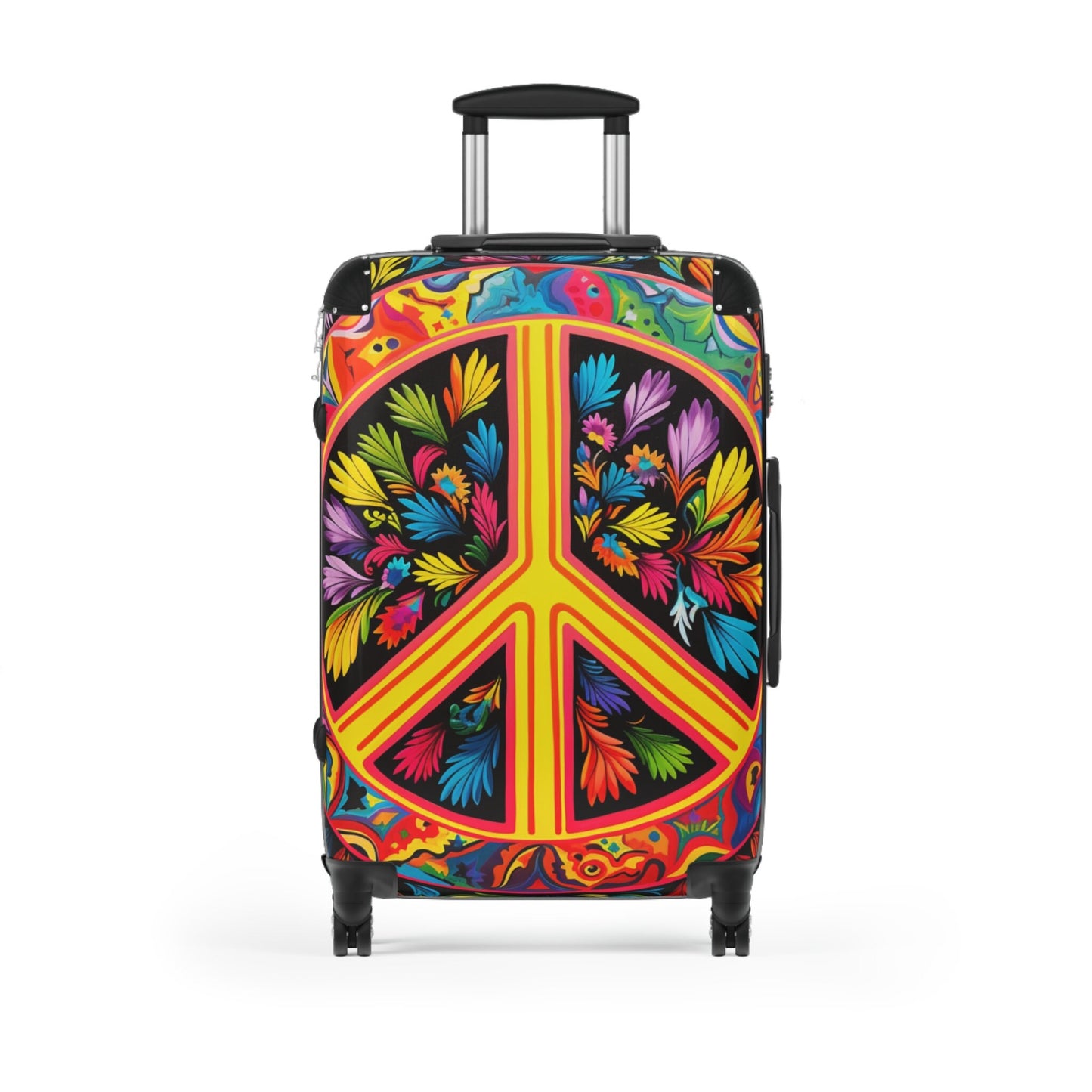 Custom Peace Sign Rolling Travel Suitcase