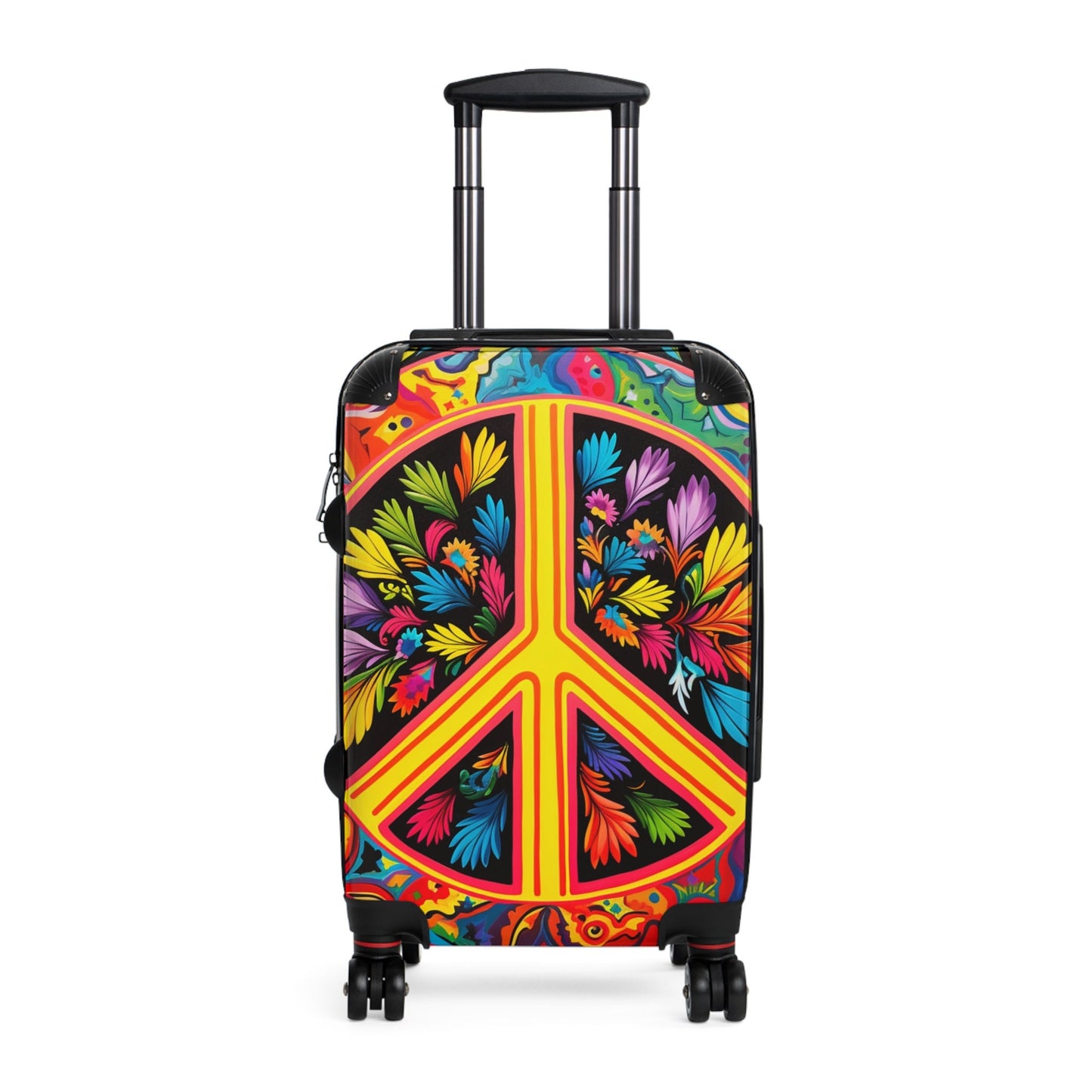 Custom Peace Sign Rolling Travel Suitcase