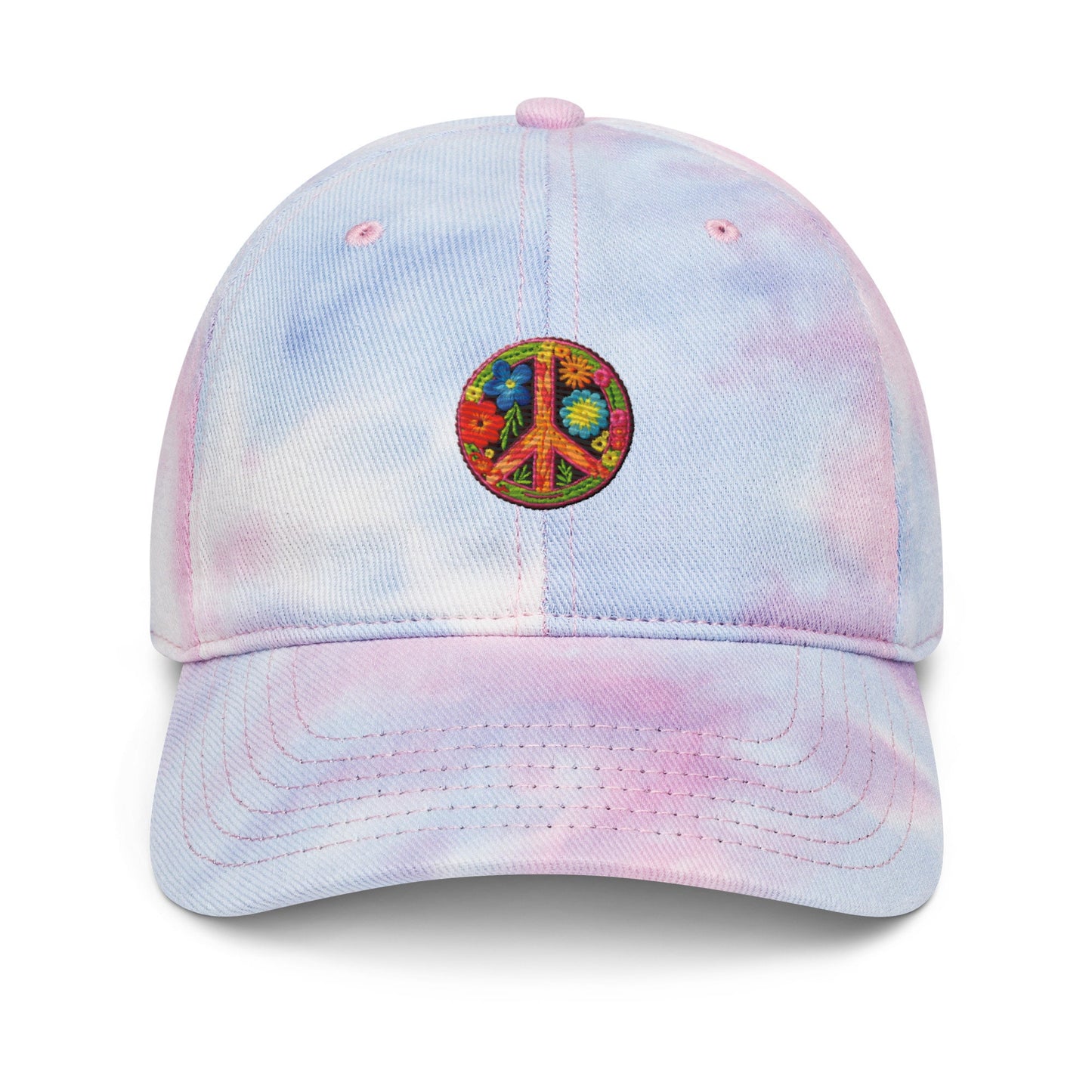 Tie-dye hat with Embroidered Peace Symbol