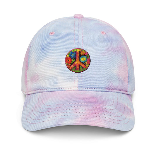 Tie-dye hat with Embroidered Peace Symbol