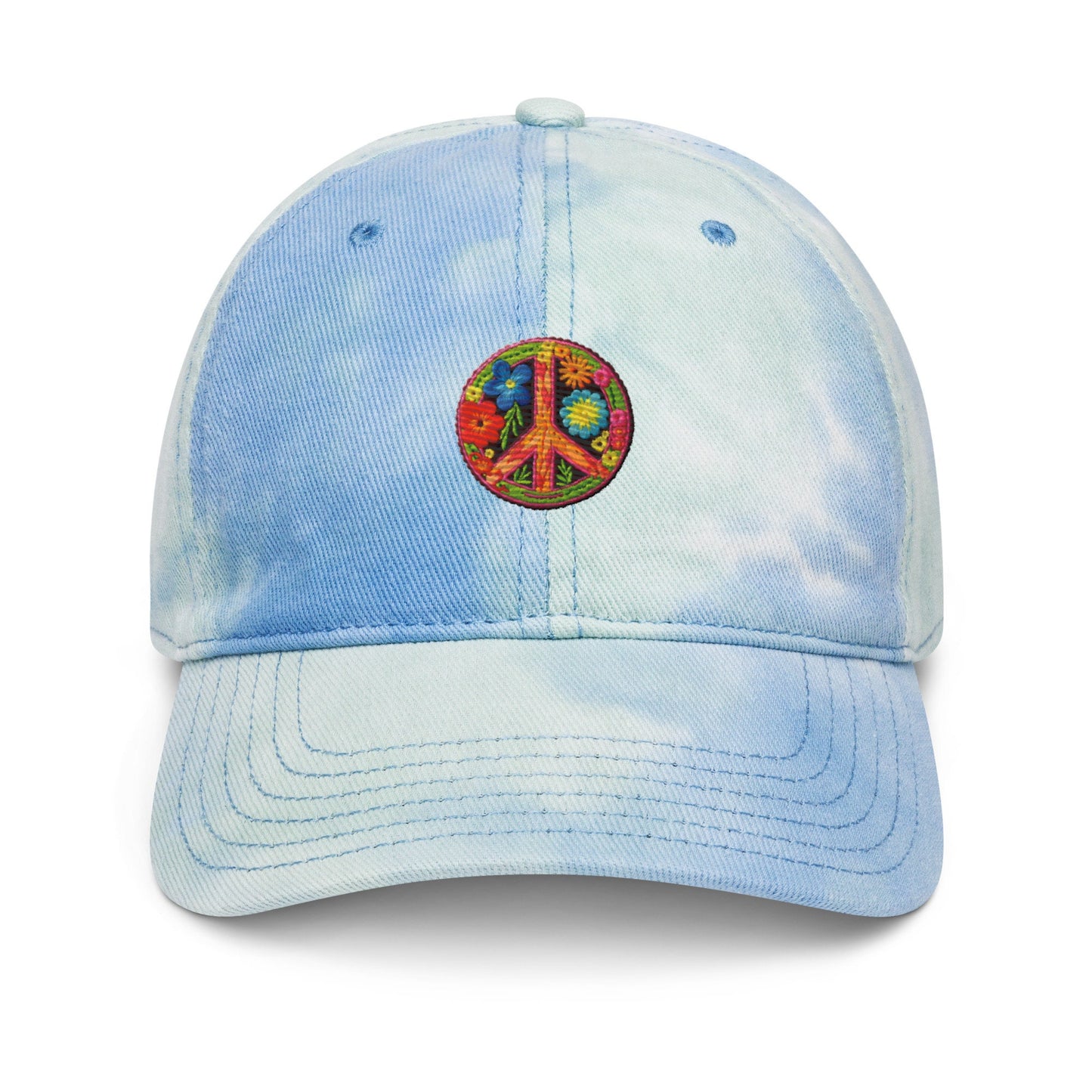 Tie-dye hat with Embroidered Peace Symbol