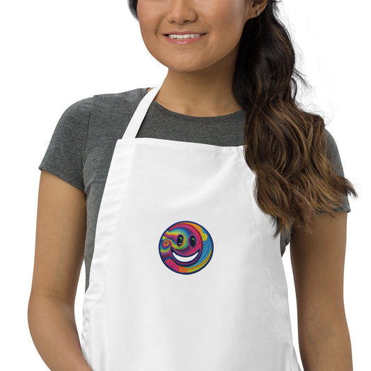 Embroidered Psychedelic Smiley Face Apron