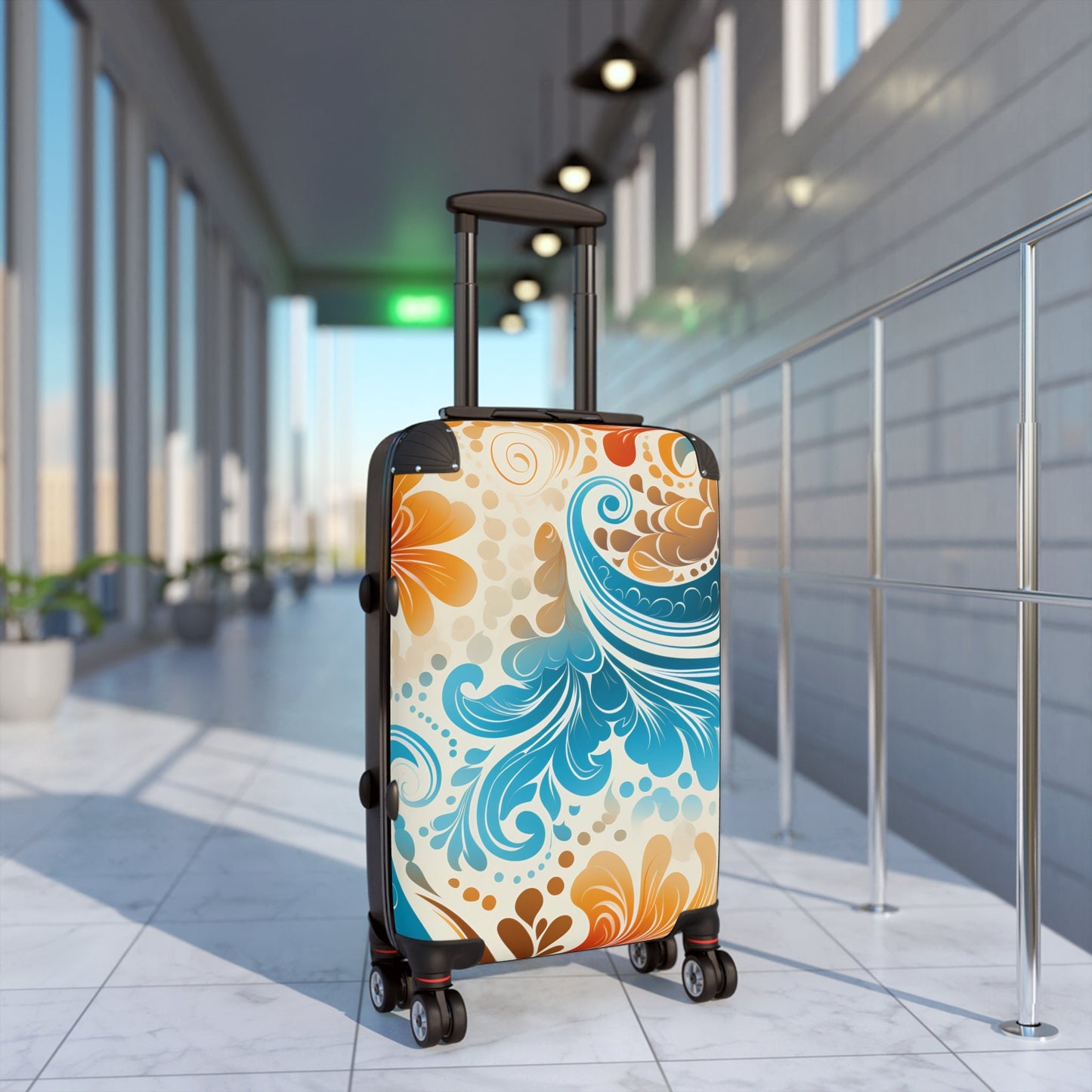 Groovy Paisley Blue White and Gold Suitcase