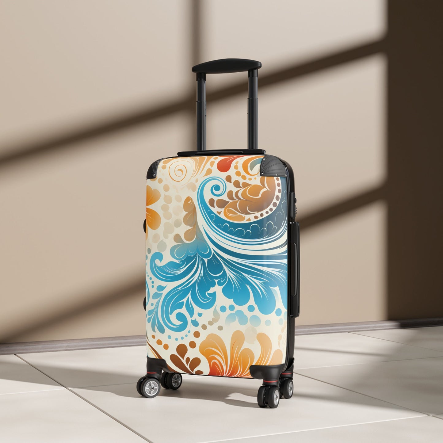 Groovy Paisley Blue White and Gold Suitcase